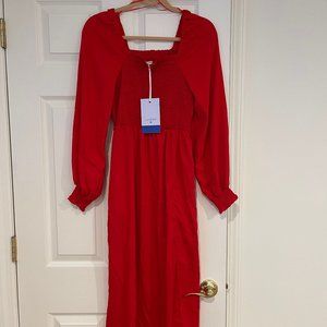 Smocked Midi Dress- La Ligne X Target/ Red XS NWT Perfect for the Holidays!